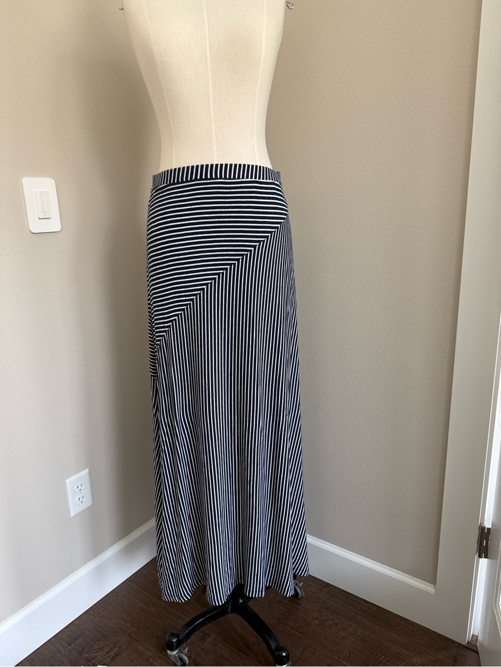 Style & Co. Blue and White Diagonal Striped Maxi Skirt